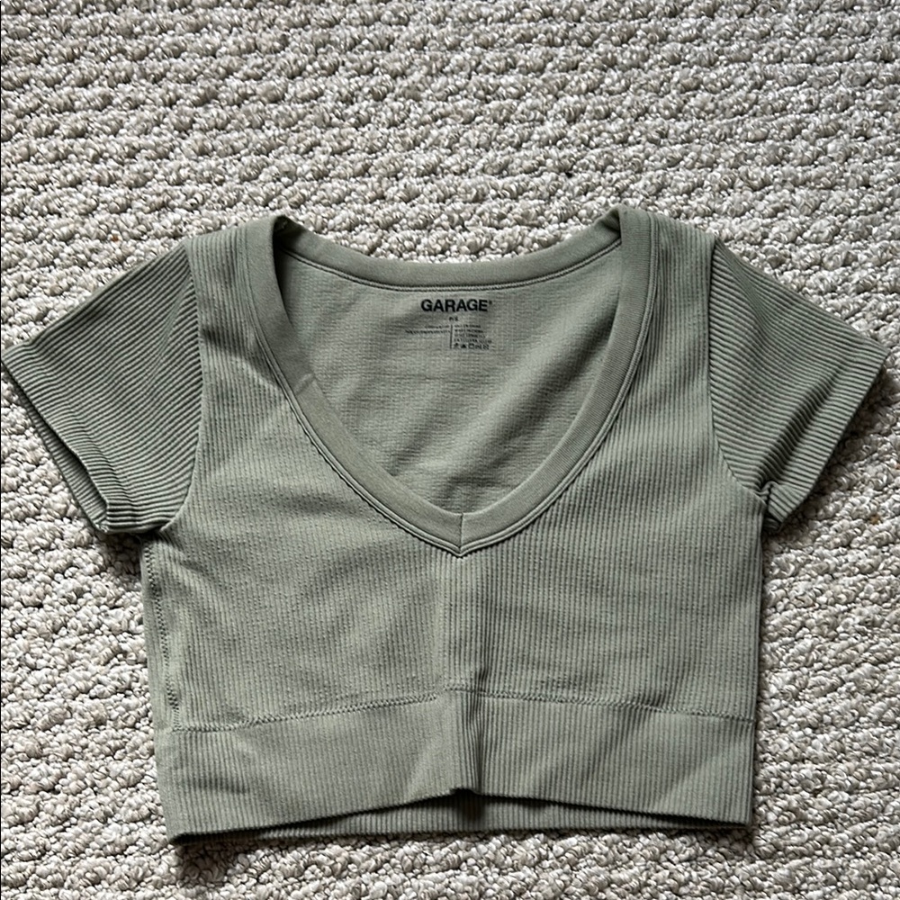 Garage Women's Sage Green Ribbed Crop Top